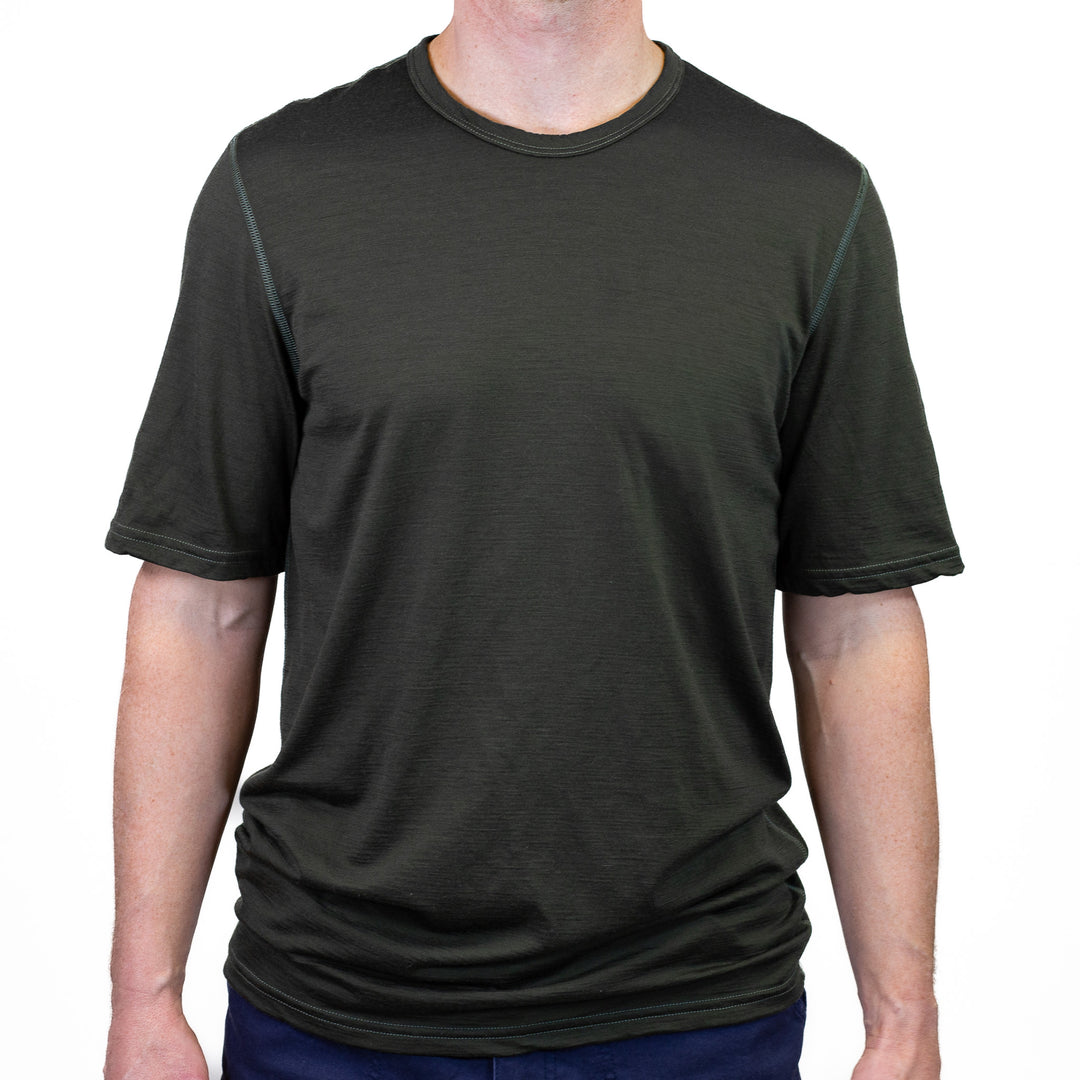 Pure Merino Wool Short Sleeve Tee - Loden