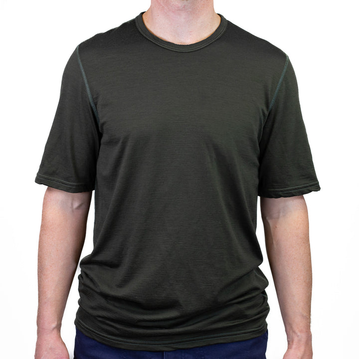 Pure Merino Wool Short Sleeve Tee - Loden