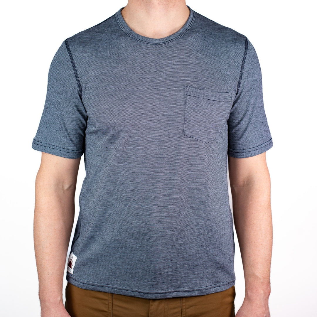Summer Wool Short Sleeve Merino Wool Pocket Tee - Steel Blue