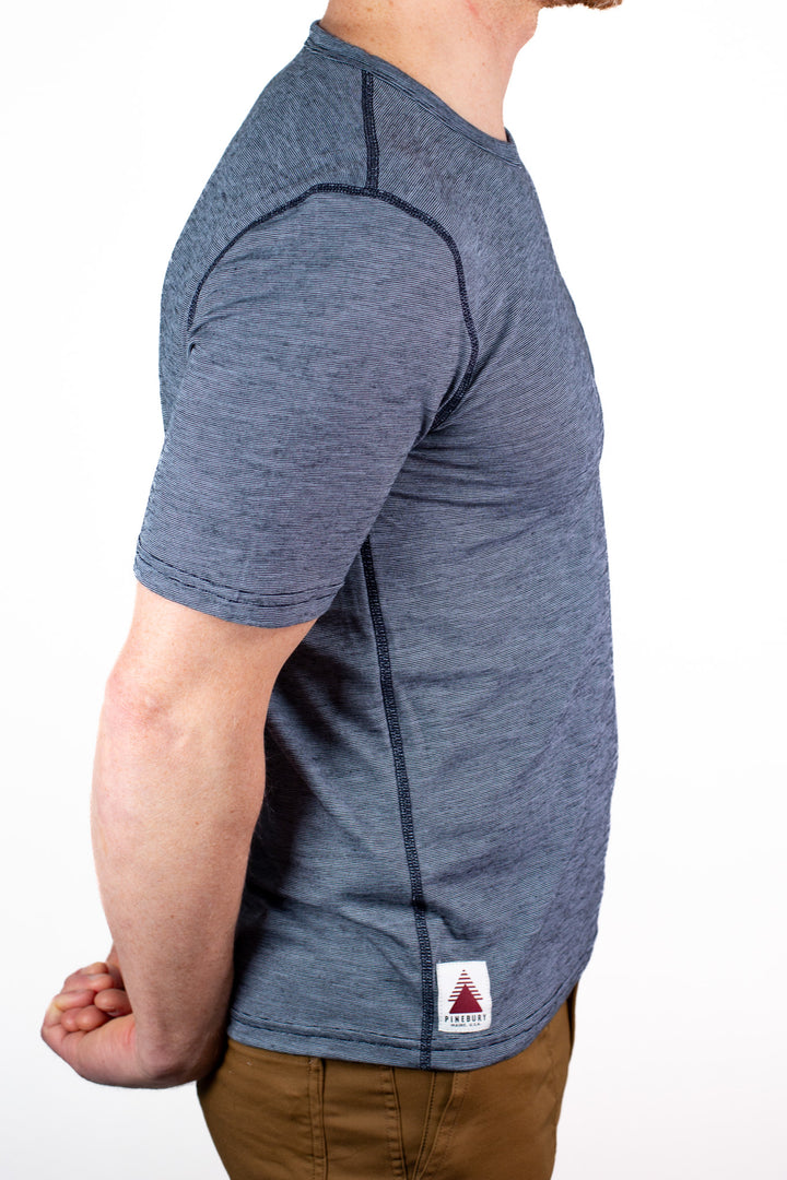 Summer Wool Short Sleeve Merino Wool Pocket Tee - Steel Blue