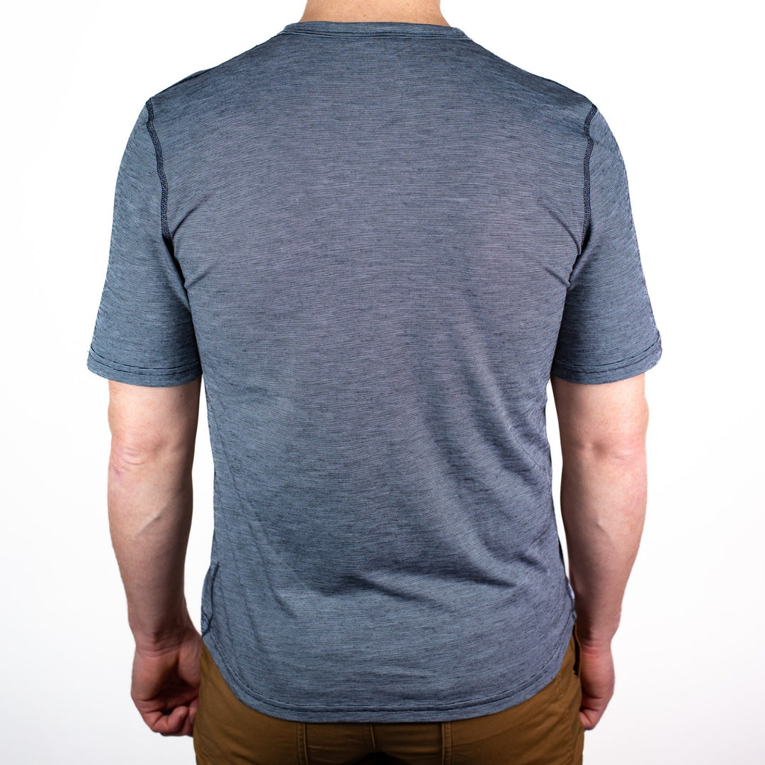 Summer Wool Short Sleeve Merino Wool Pocket Tee - Steel Blue