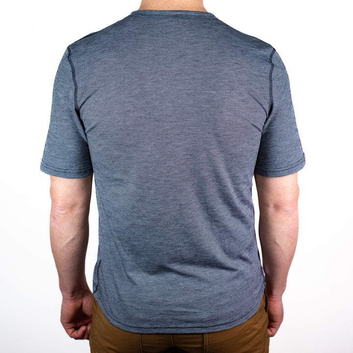Summer Wool Short Sleeve Merino Wool Pocket Tee - Steel Blue