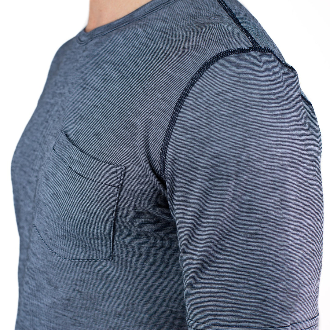 Summer Wool Short Sleeve Merino Wool Pocket Tee - Steel Blue