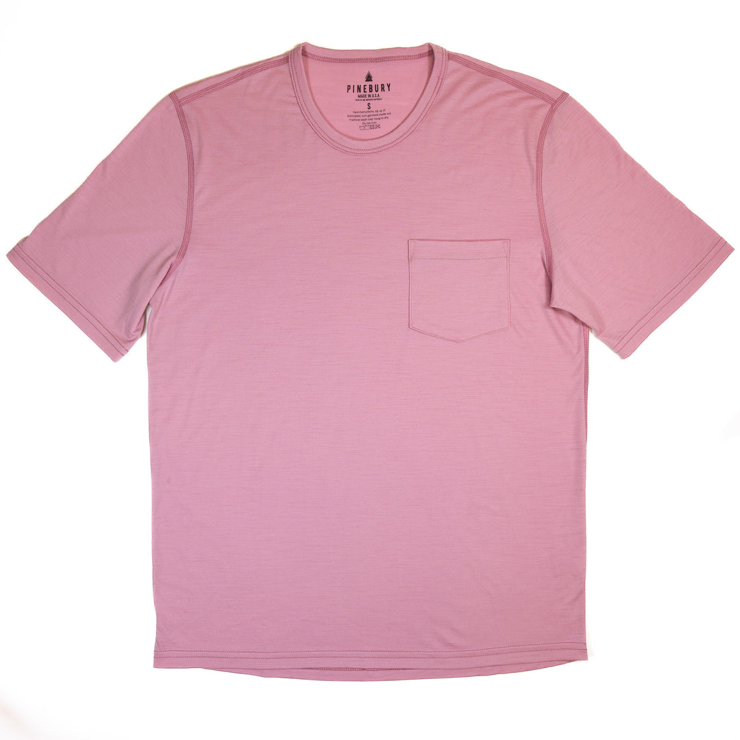Pure Merino Short Sleeve Pocket Tee - Dusty Pink