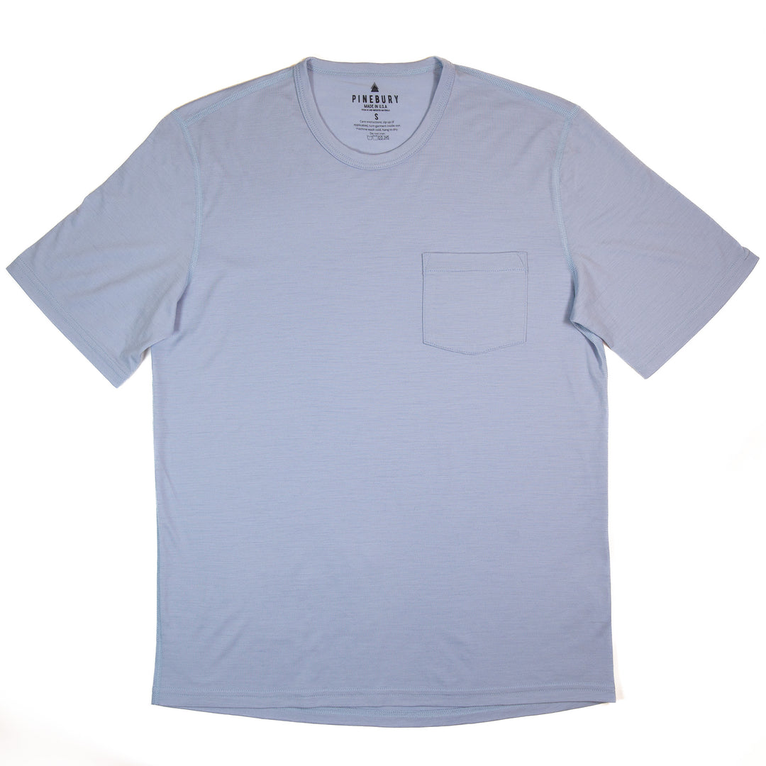 Pure Merino Short Sleeve Pocket Tee - Dusty Blue