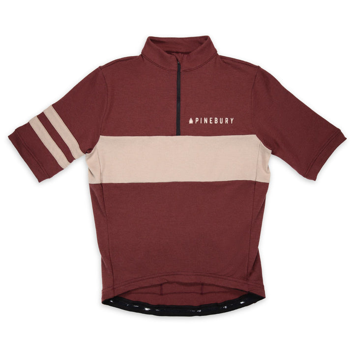 Every-Season Merino Wool Quarter Zip Cycling Jersey - Brick Red